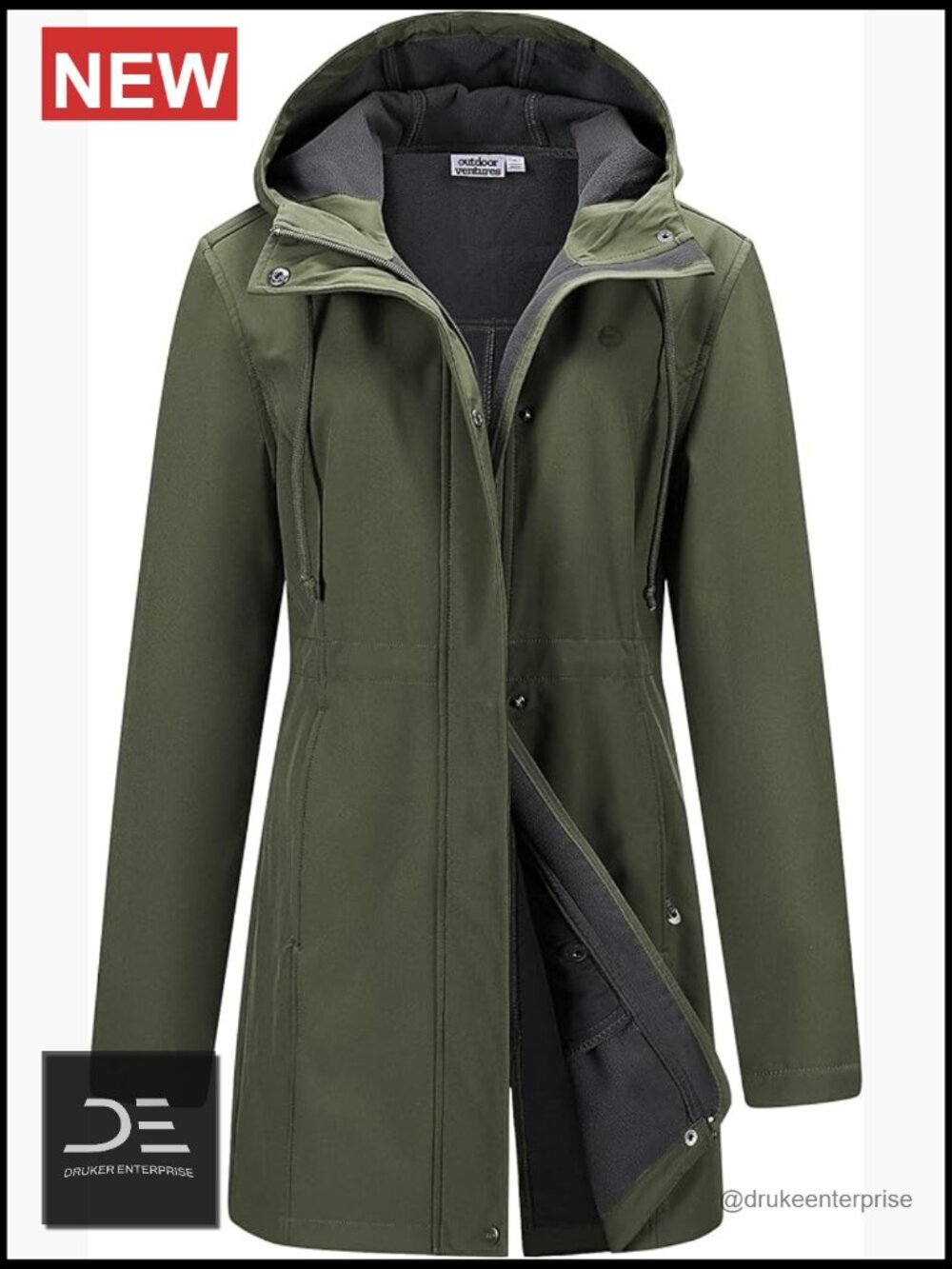 Lightweight Waterproof Fleece Lined Softshell Rain Jacket Hooded Windbreaker